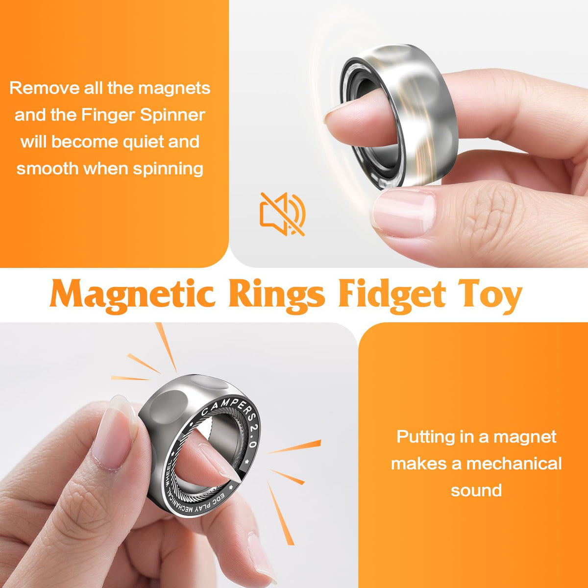 INNÔPLUS upgrade fidget spinner ring held in hand demonstrates portability.
