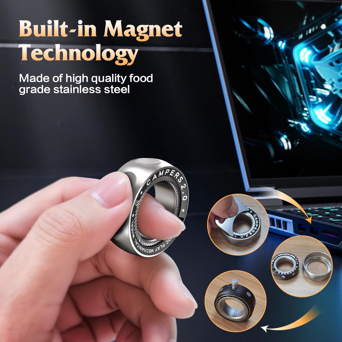 INNÔPLUS upgrade fidget spinner ring magnet slots support quiet rotation.