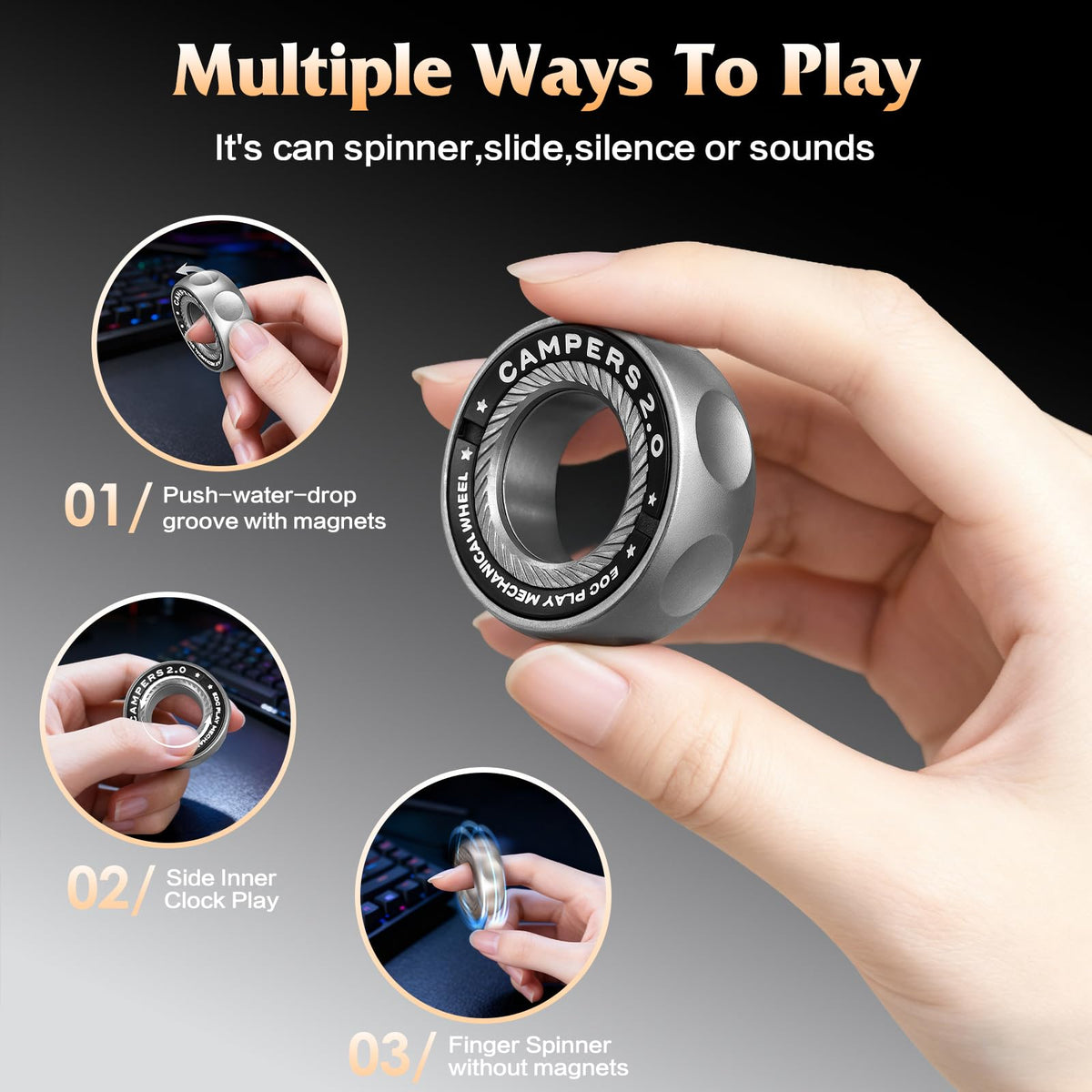 INNÔPLUS upgrade fidget spinner ring magnets inside for enhanced tactile feedback.