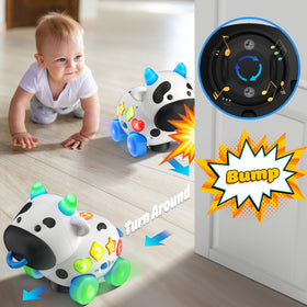 Innosky Musical Cow toy supports bilingual learning with English and Spanish prompts.