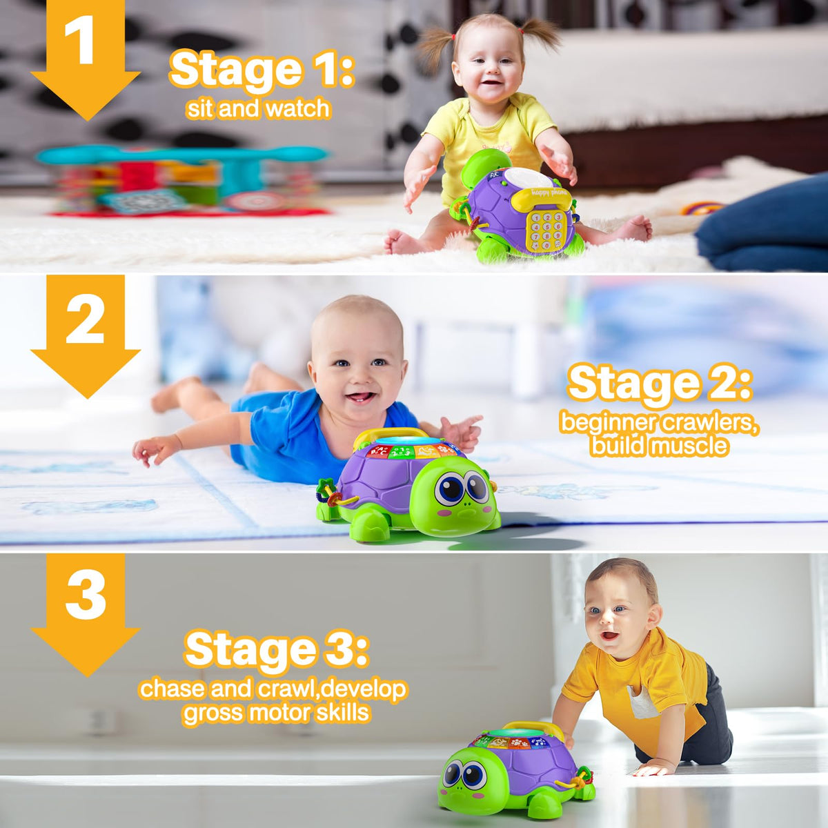 INNOSKY tummy-time light-up turtle engages visual tracking during practice