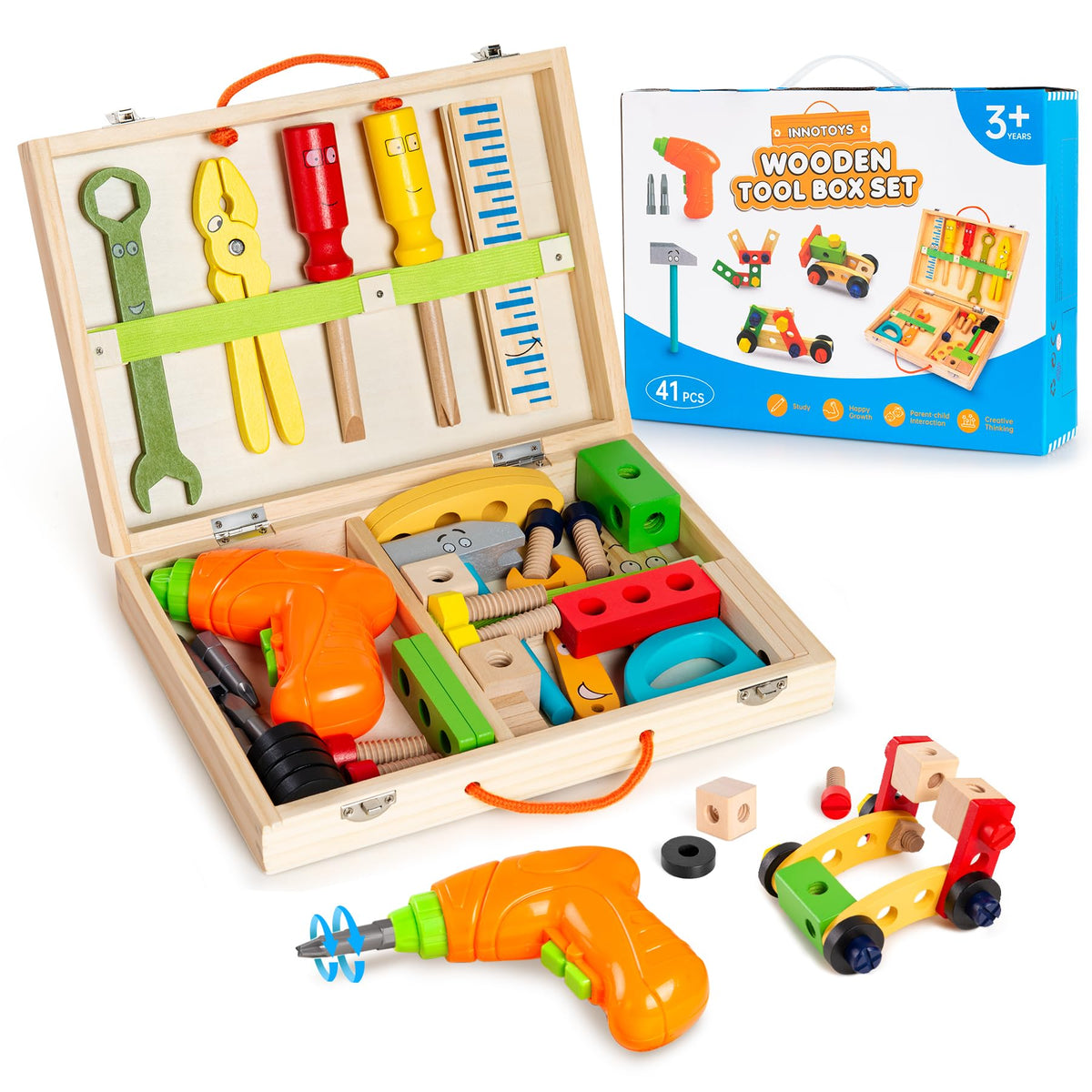 Innotoys kids tool set with drill in action, promoting safe pretend play.