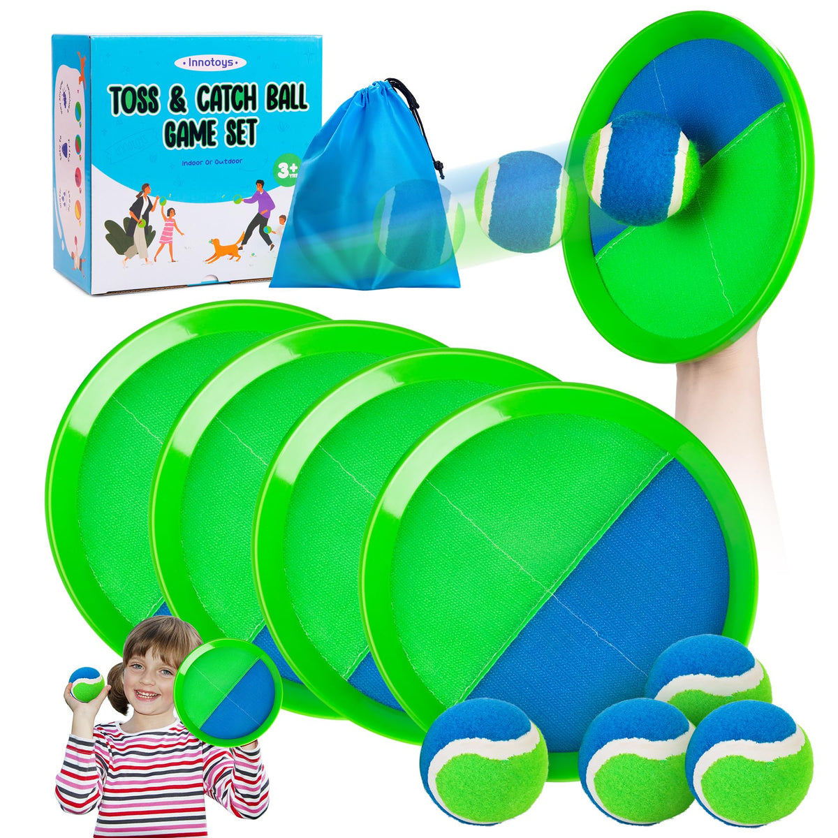Innotoys Toss and Catch game set paddles for group outdoor play and family fun