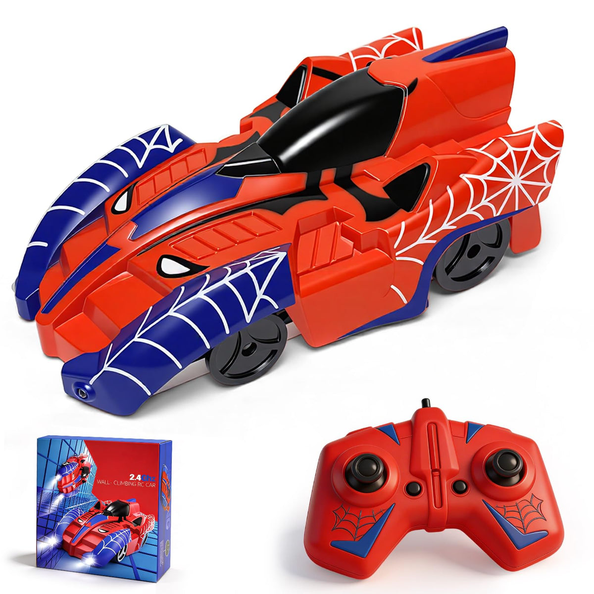 Innovakids Spider wall-climbing car demonstrates secure on-wall grip for smooth play.