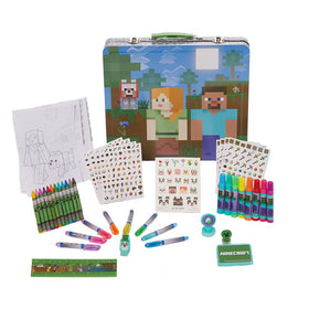 Innovative Designs Minecraft Deluxe Activity Set carrying tin keeps art supplies organized on the go