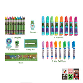 Innovative Designs Minecraft Deluxe Activity Set coloring sheets offer bright, kid-friendly fun