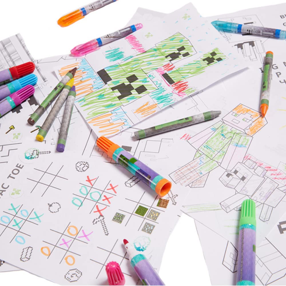Innovative Designs Minecraft Deluxe Activity Set crayons create bold color accents