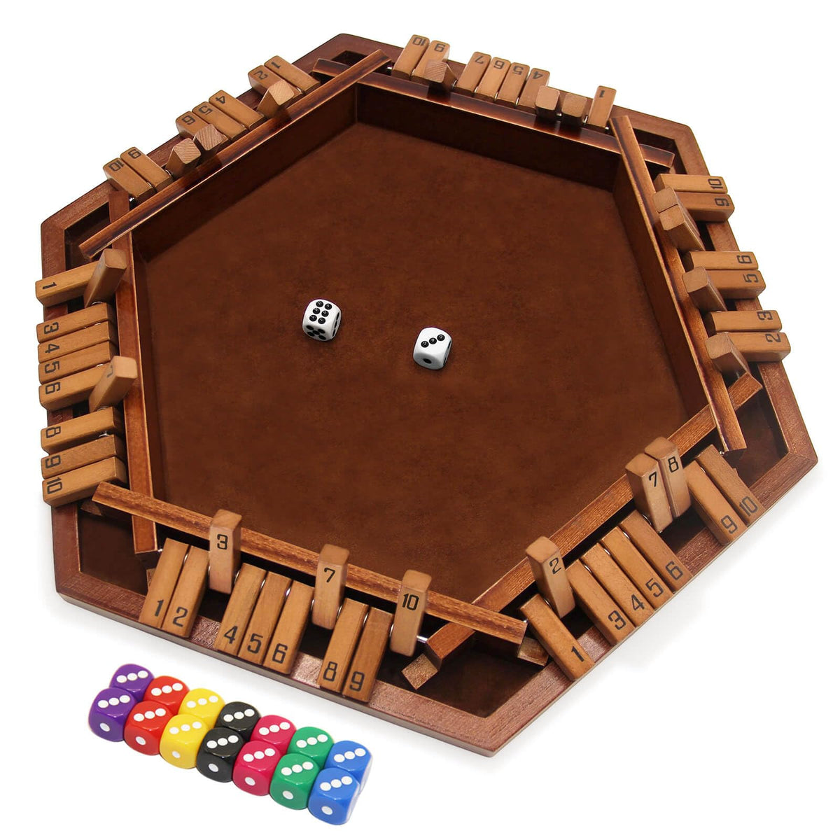 INNOVJOPRO Shut the Box wooden panel showcases premium craftsmanship for family play.