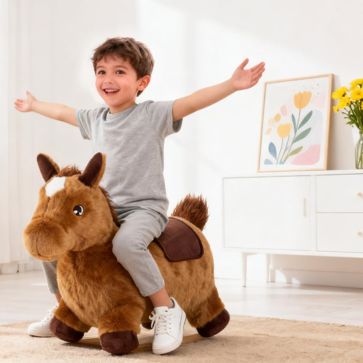 INPANY Bouncy Horse with durable eco-friendly liner for safe play.
