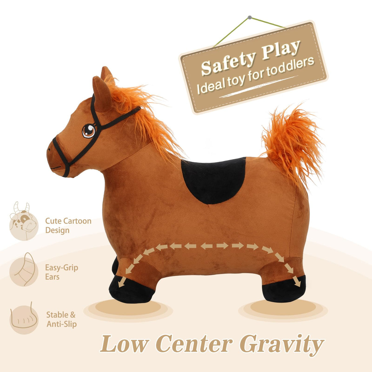 INPANY bouncy horse sturdy for indoor play and outdoor adventures.