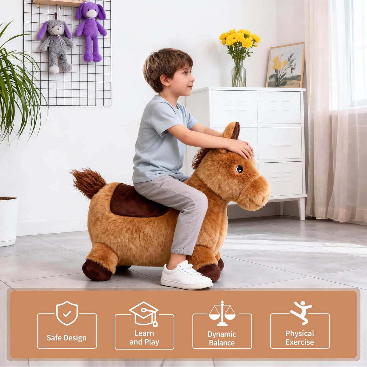 INPANY Bouncy Horse includes pump for quick setup.