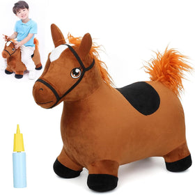 INPANY bouncy horse with soft plush cover offers gentle rides and cuddly play.