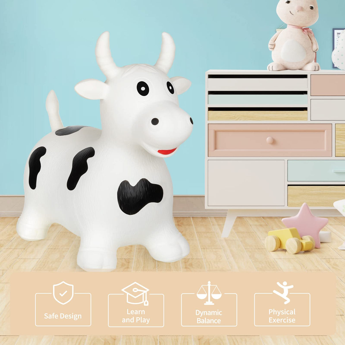 INPANY cow hopper in-use indoors demonstrates compact storage and easy transport