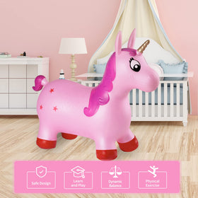 INPANY Pink Unicorn Hopper kid playing, demonstrates balance and movement play