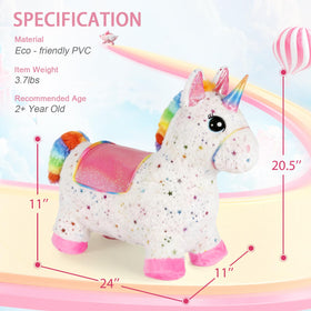 INPANY unicorn bouncy horse child riding action encourages balance and imagination