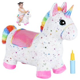 INPANY unicorn bouncy horse front view inviting playful exploration