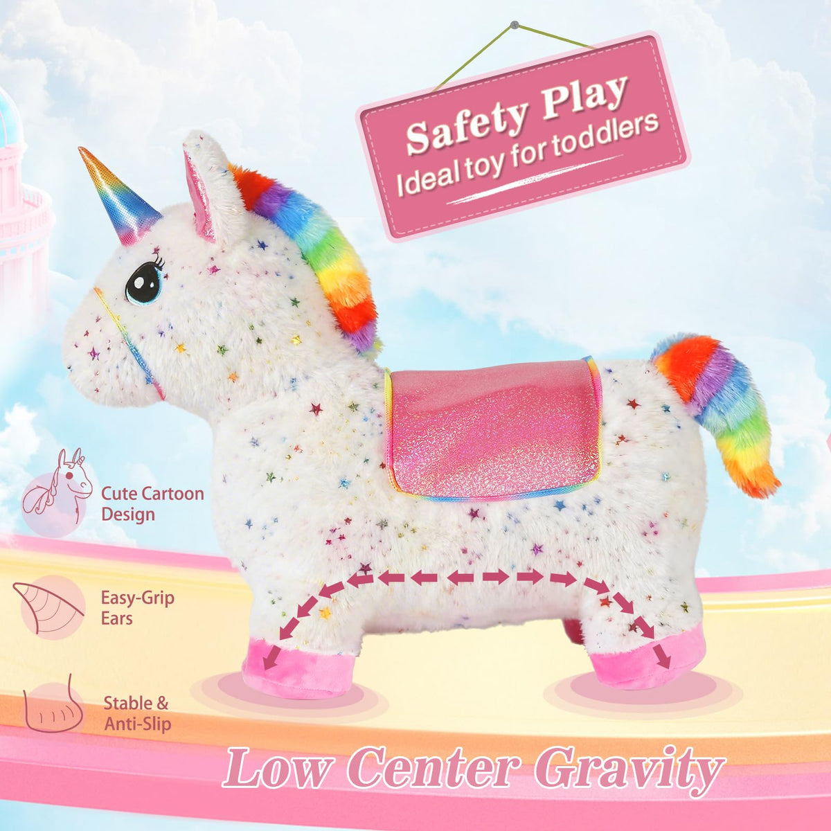 INPANY unicorn bouncy horse inflation pump setup for quick setup