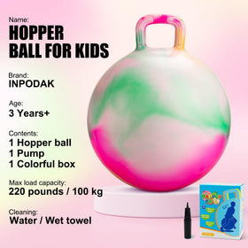 Close up of the sturdy handle on the INPODAK Hopper Ball for secure bouncing