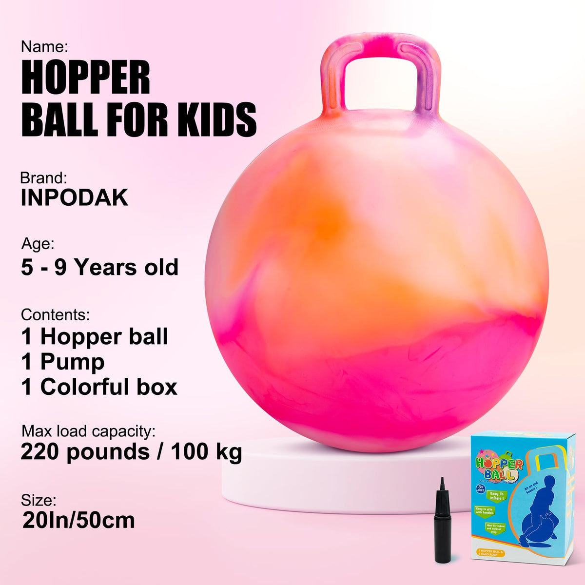 INPODAK Hopper Ball with pump included for quick inflation