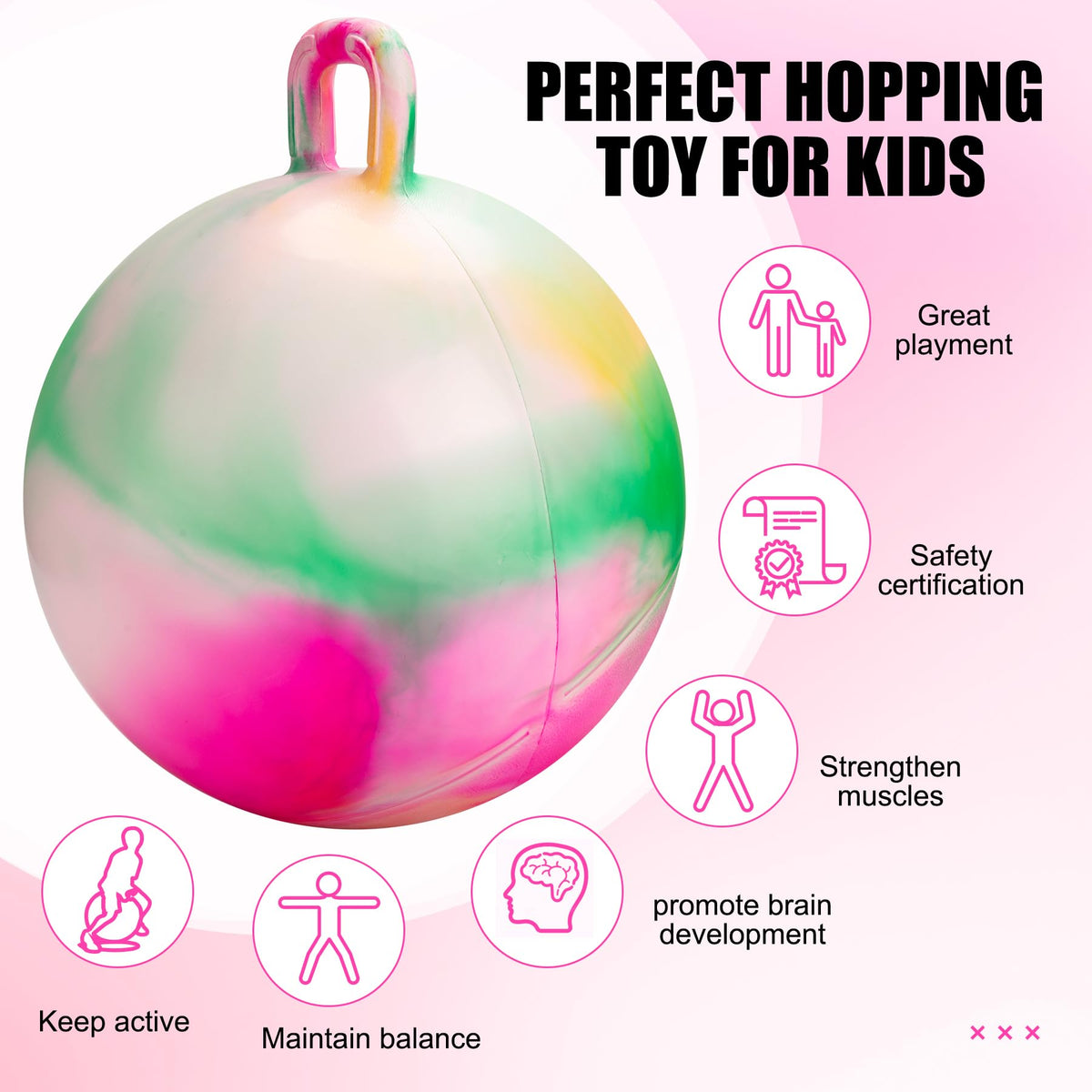 A child bouncing with the INPODAK Hopper Ball to build balance and coordination
