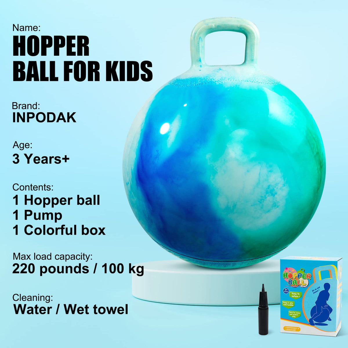 INPODAK Hopper Ball with pump included for quick inflation