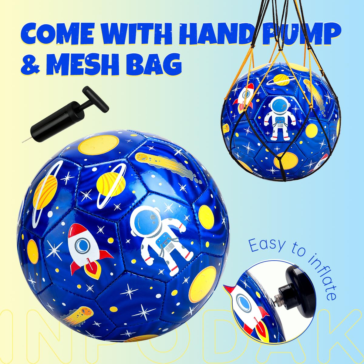 INPODAK Ball pump included for quick inflation and ready-to-play moments.