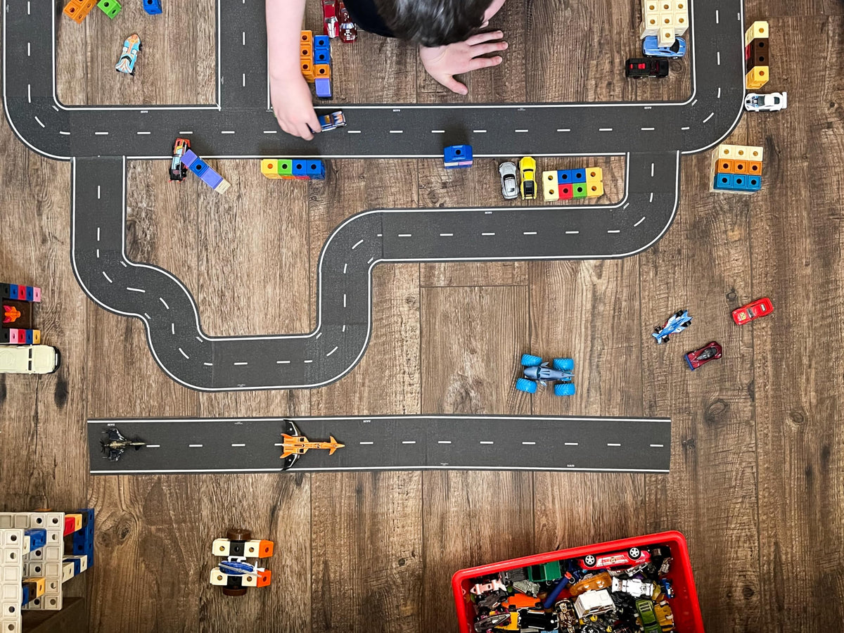 InRoad Toys PlayTape tears by hand for quick play setup.