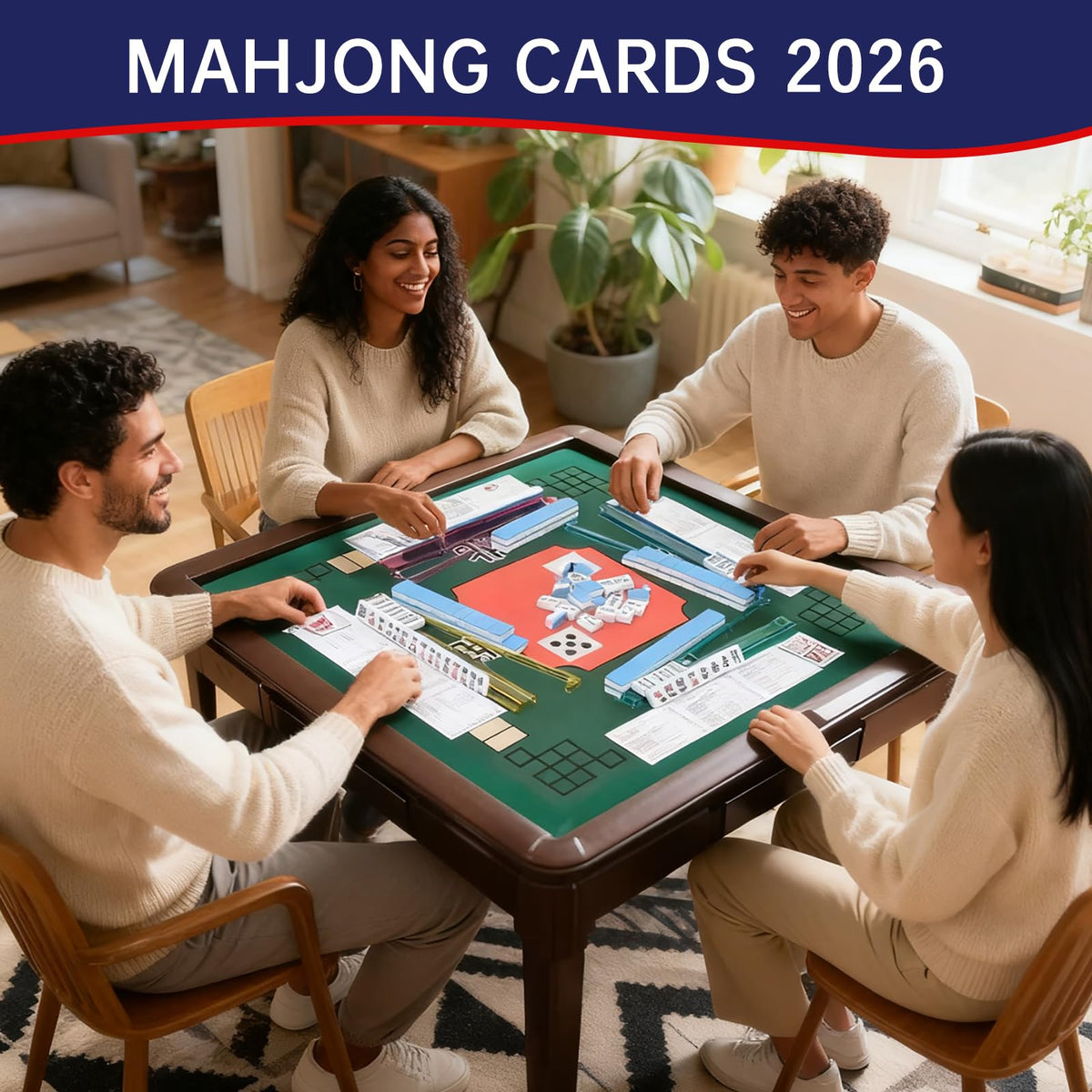 INROAN Mahjong Cards 2026 five-pack: ideal for parties and tournaments.