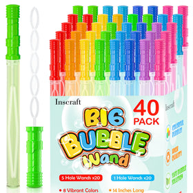 INSCRAFT 40-pack 14-inch bubble wands for long-lasting outdoor play