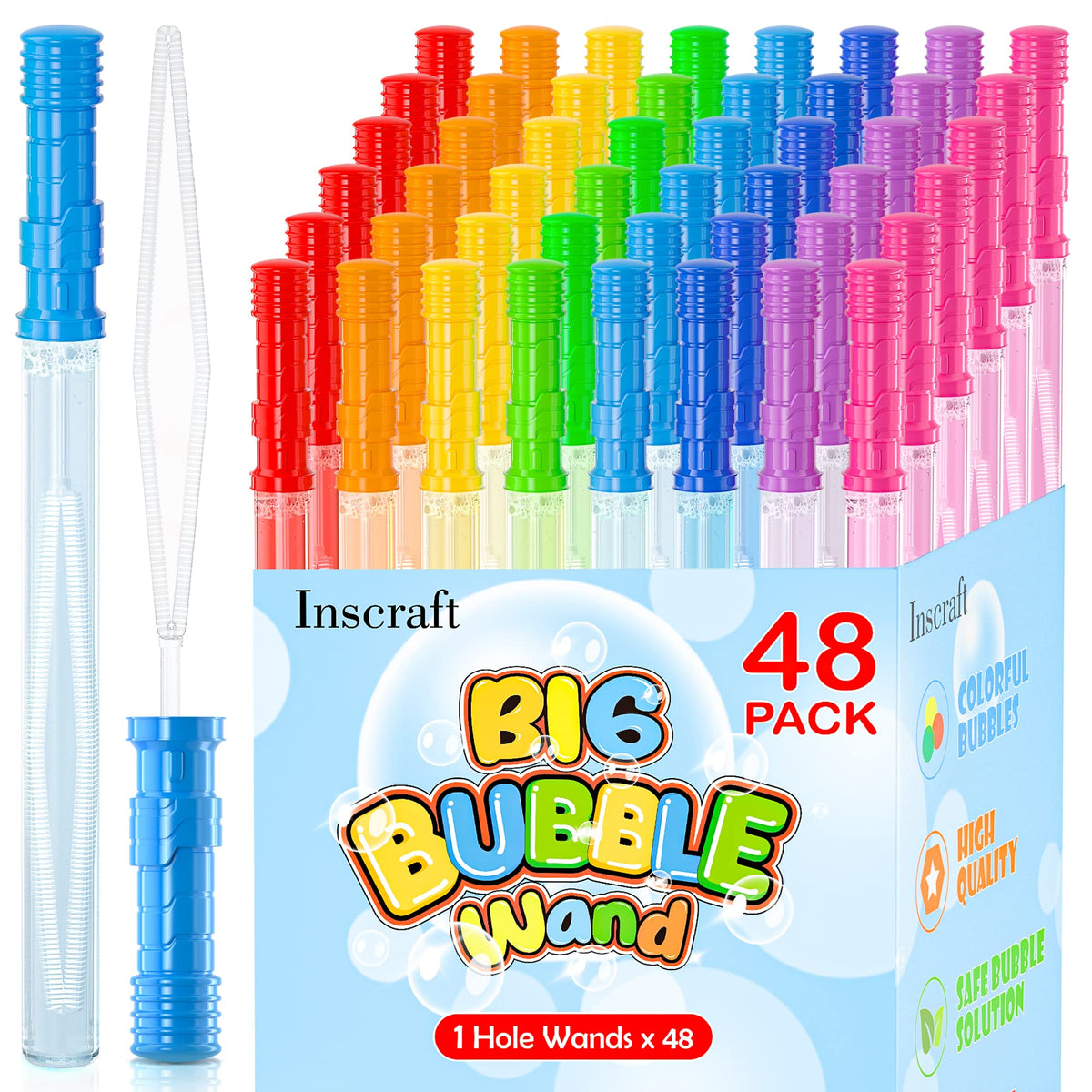 INSCRAFT 14-inch bubble wands in a 48-pack for vibrant outdoor play.