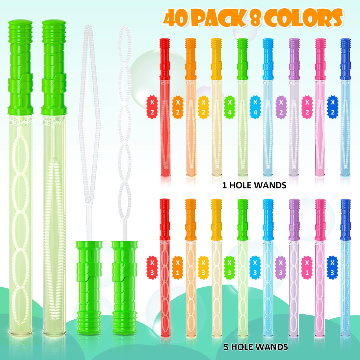 INSCRAFT 8-color mix bubble wands create vibrant bubbles for kids
