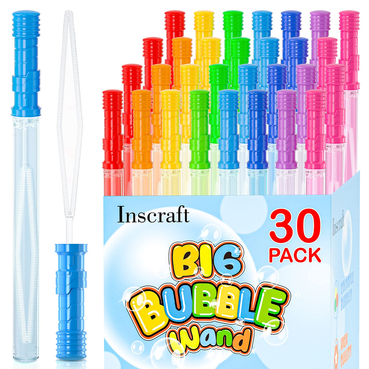 INSCRAFT 14-inch bubble wand with 8 colors and 1 hole for vibrant bubbles