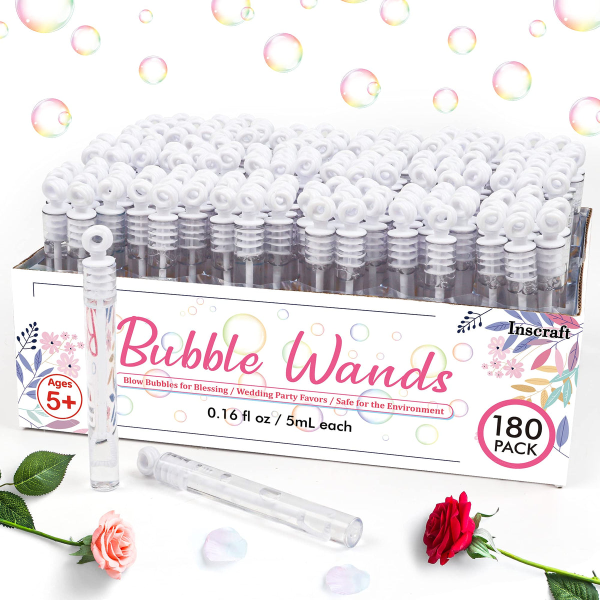 INSCRAFT bubble wands 180-pack ideal for weddings and celebrations.