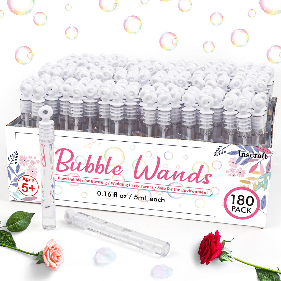 INSCRAFT bubble wands 180-pack ideal for weddings and celebrations.