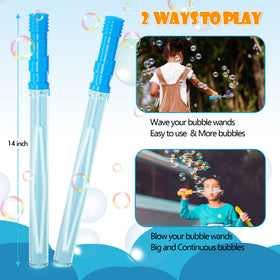 Close-up of INSCRAFT bubble wand showing non-toxic solution
