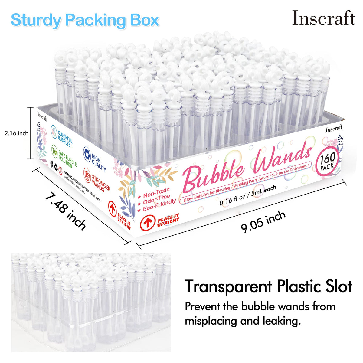 INSCRAFT elegant white bubble wands with floral motif