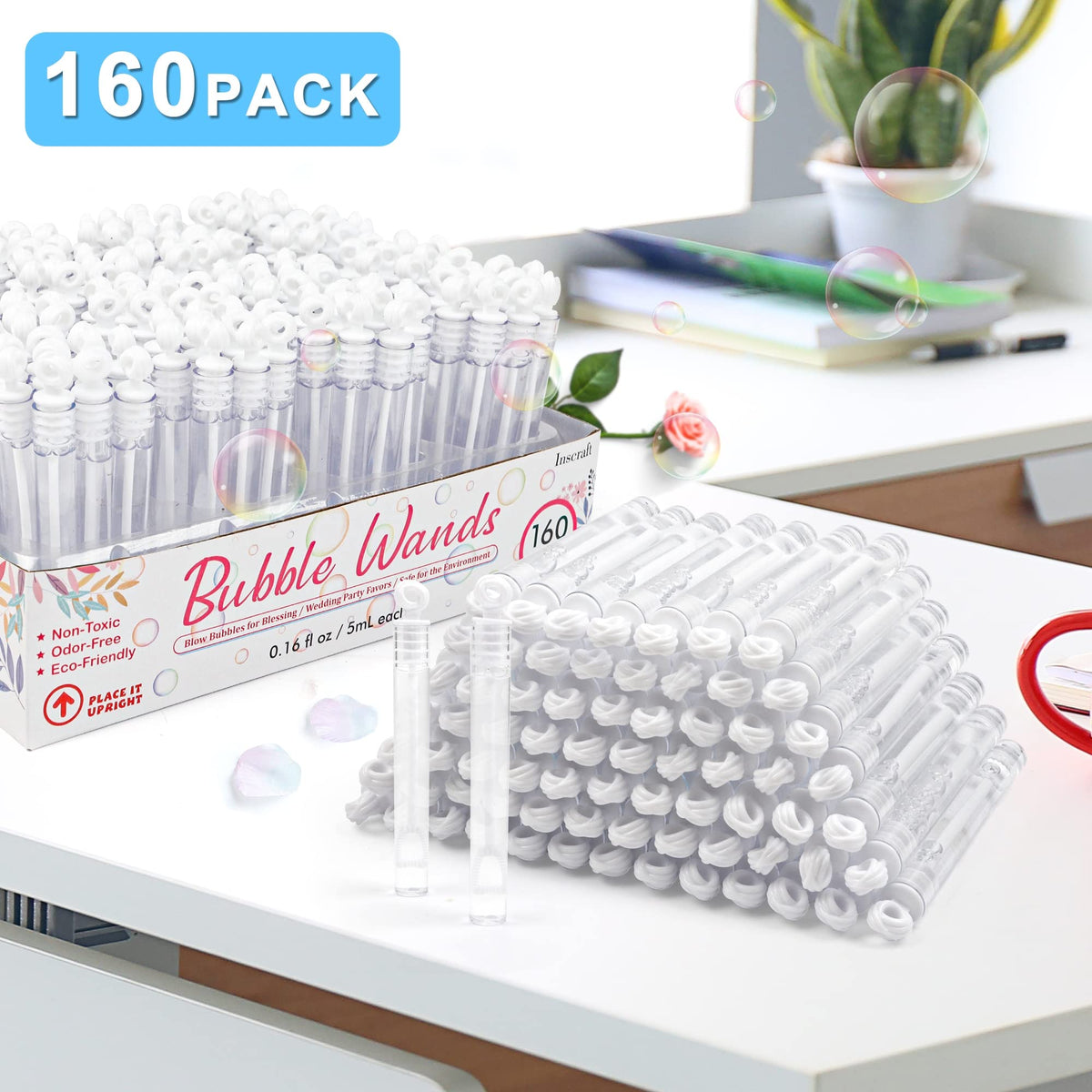INSCRAFT bubble wands with leak-proof bottles for outdoor parties