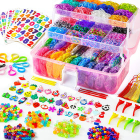 INSCRAFT rubber loom kit front container showing organized storage for easy crafting