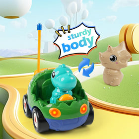 INSFUN dinosaur car featuring LED lights and music for immersive playtime