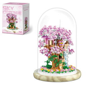 Insgen Cherry Blossom Bonsai Tree assembly with micro-particle blocks for creative build