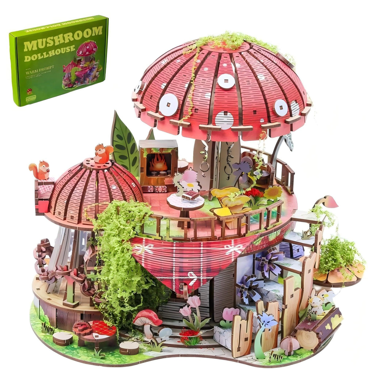 Insgen garden mushroom dollhouse kit forest scene display