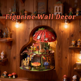Finished Insgen dollhouse on a shelf as decor