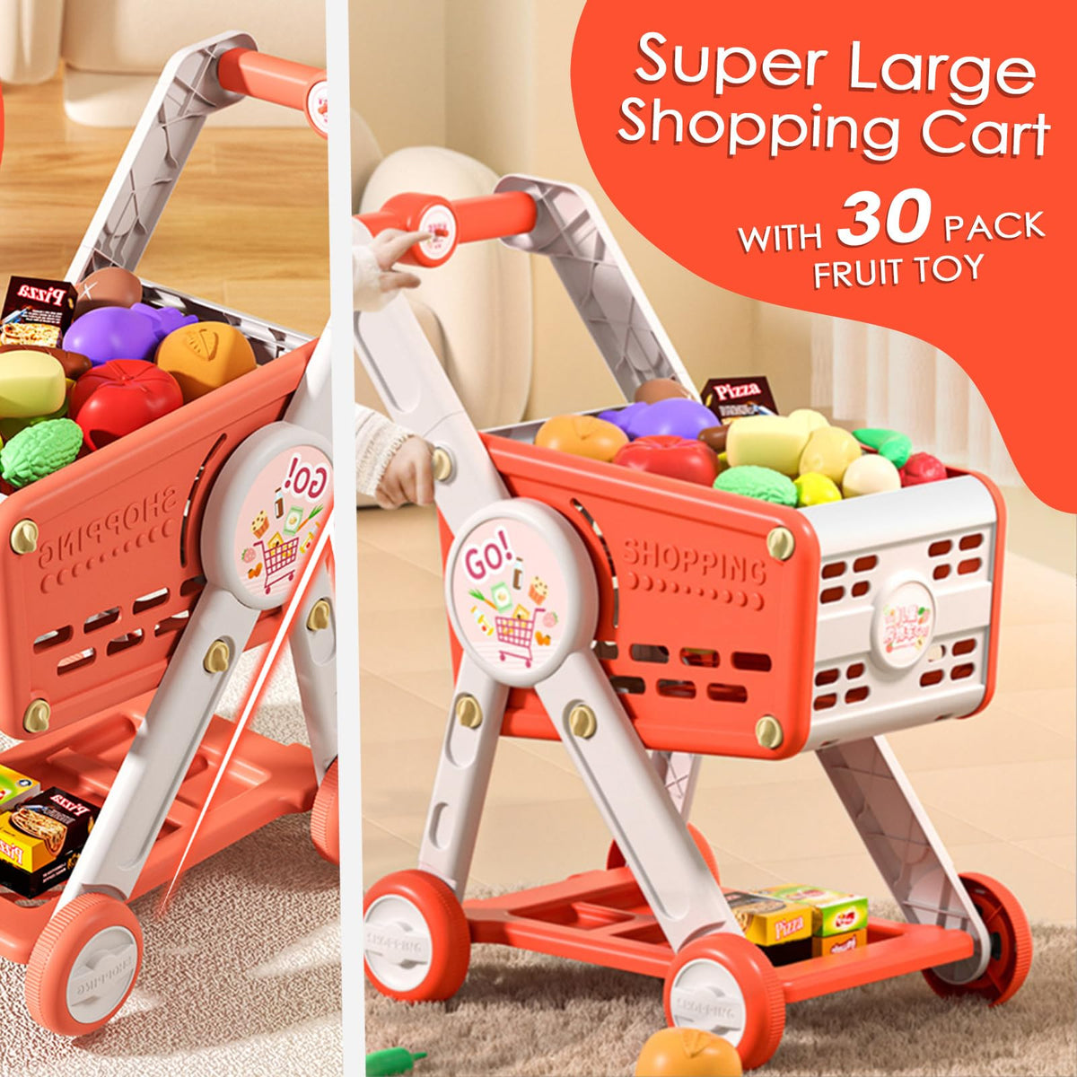INSHUEY 30-piece toy food set invites sorting and pretend shopping