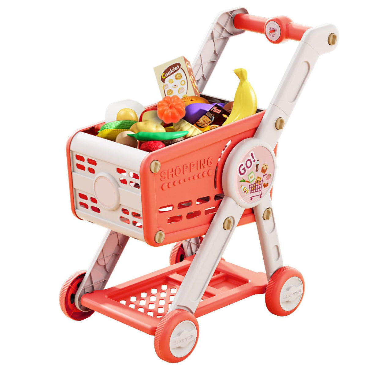 INSHUEY pretend shopping cart showing realistic design for imaginative play