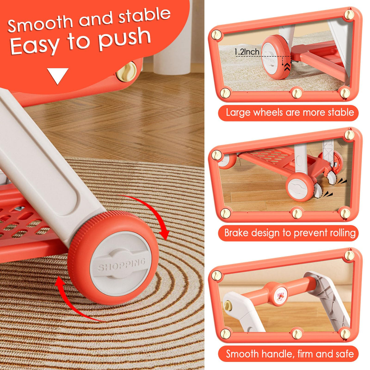 INSHUEY storage compartments help organize play groceries