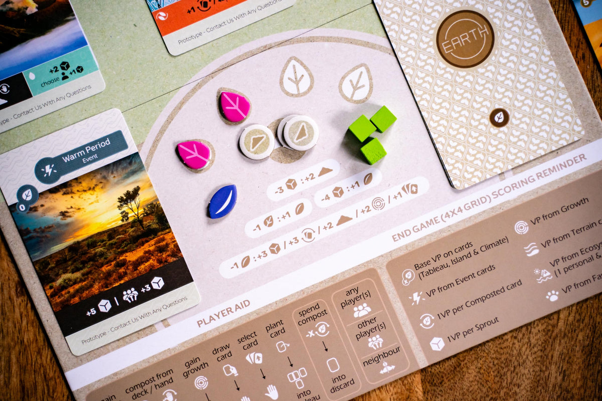 Inside Up Games Earth Abundance expansion expanded player board supports larger groups and richer dynamics.