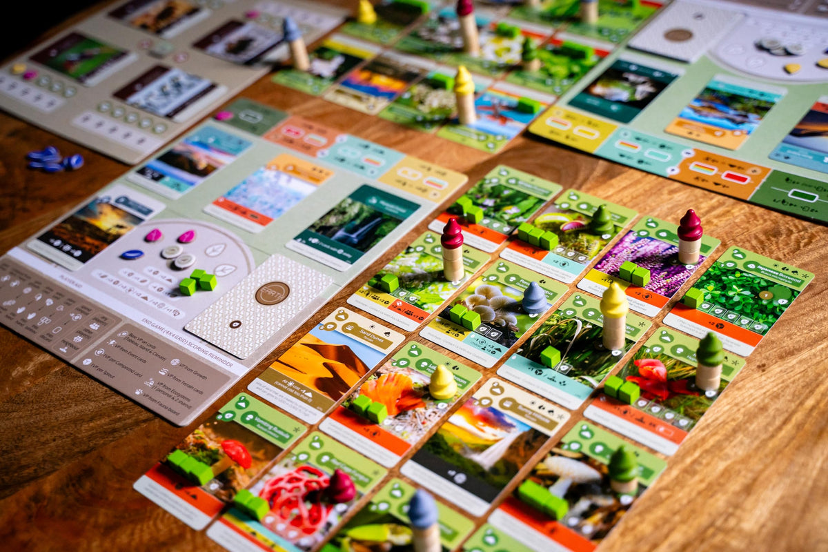 Inside Up Games Earth Abundance expansion neighbor interactions enable you to leverage neighbor tableaus for shared strategy.