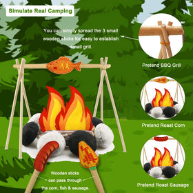 Inslat plush campfire toy with felt flames for safe storytelling.