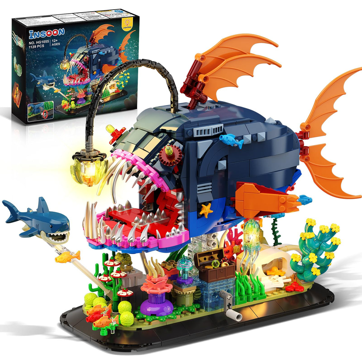 INSOON mechanical angler-fish-building-set main scene for immersive ocean play and decor.