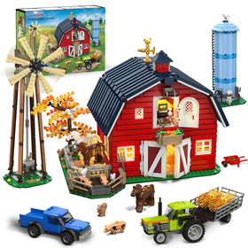 INSOON Western Farm barn with LED lights enhances table decor and play